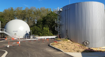 Gazomètre et digesteurProduction de biométhane de la nouvelle station d'épuration de Jouanas