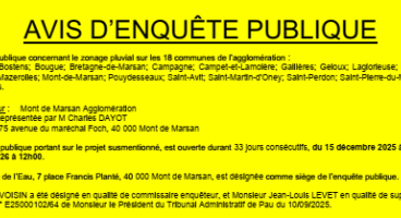 Enquête publique zonage pluvial Mont de Marsan Agglo